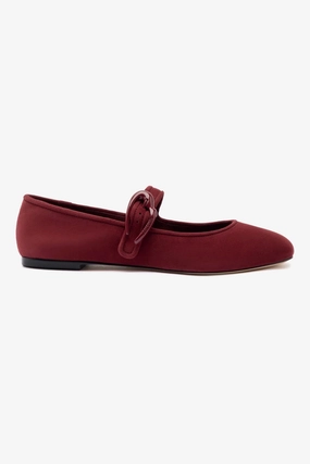 Verona Ballet Flat In Burgundy Suede Embroider Edge Plaza Mood