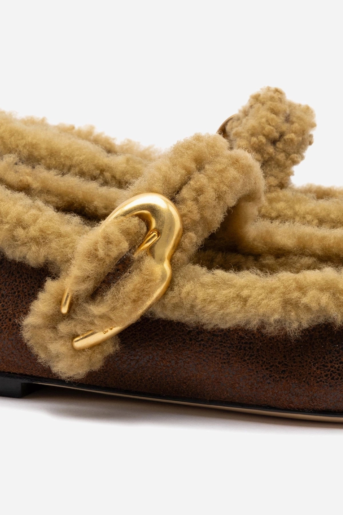Verona Ballet Flat In Cocoa Leather And Natural Shearling Practical Slip-Ons Tree Lane
