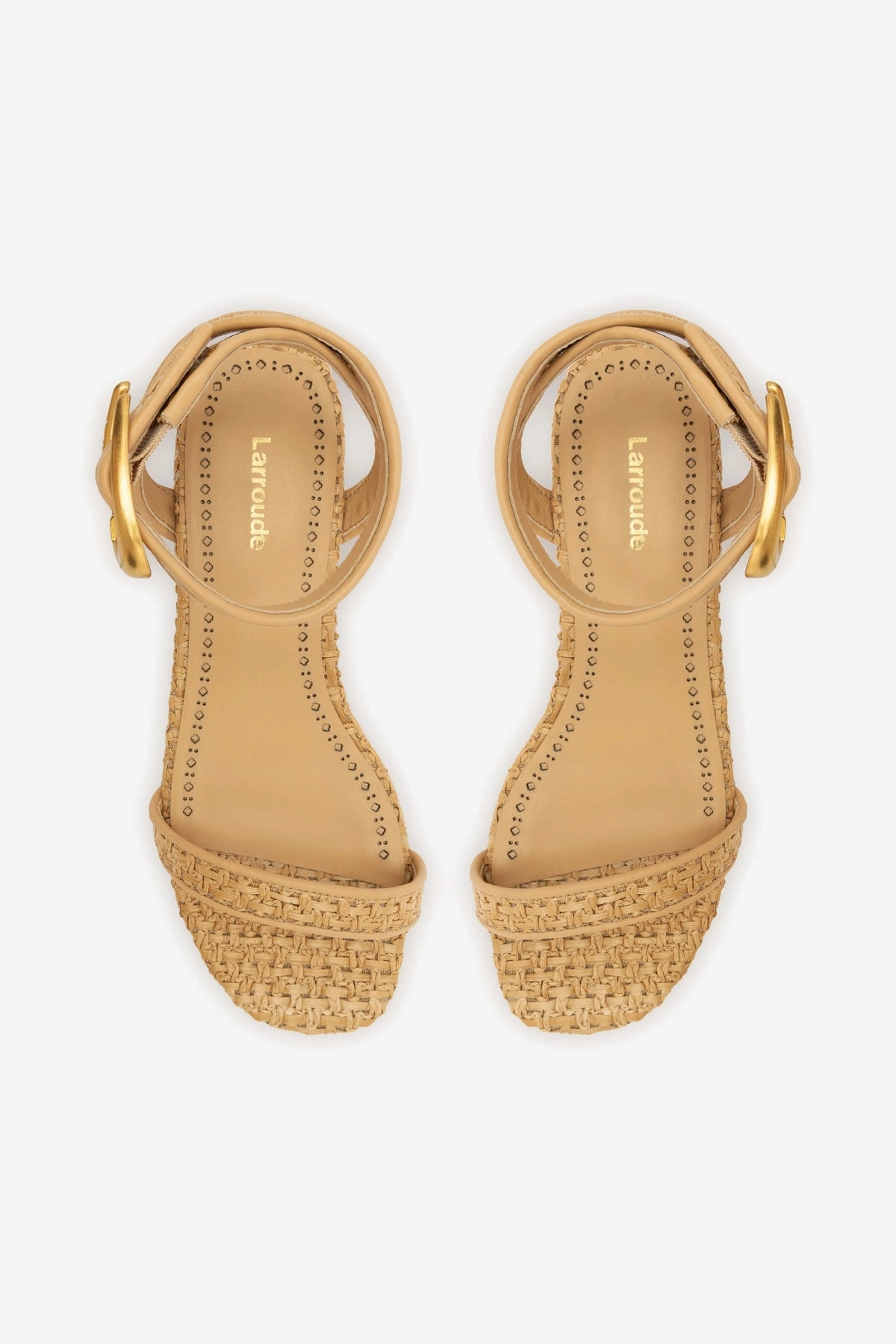 Sport Mode Verona Flat Sandal In Beige Leather and Natural Raffia