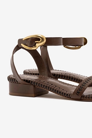 Verona Flat Sandal In Burnt Umber Leather Health Step
