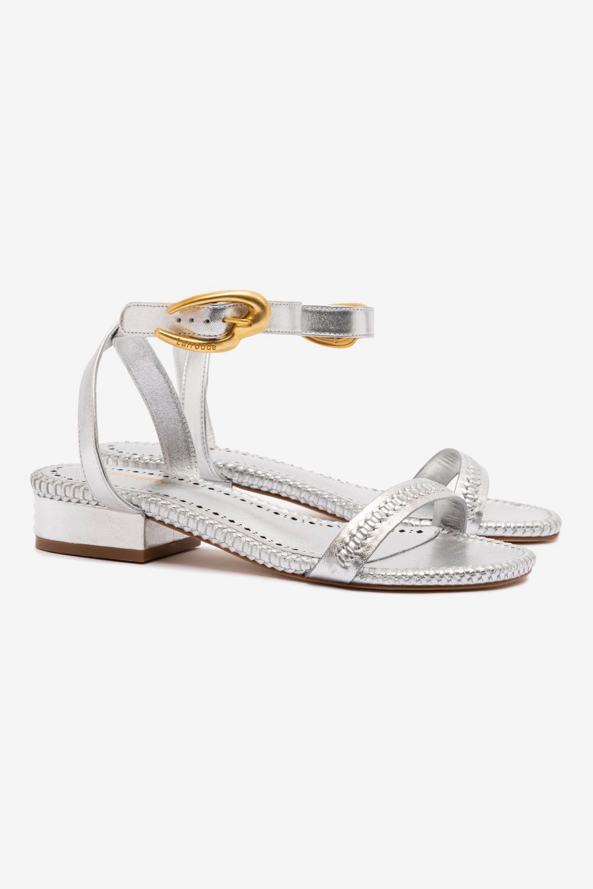 Verona Flat Sandal In Silver Metallic Leather Pot Glow