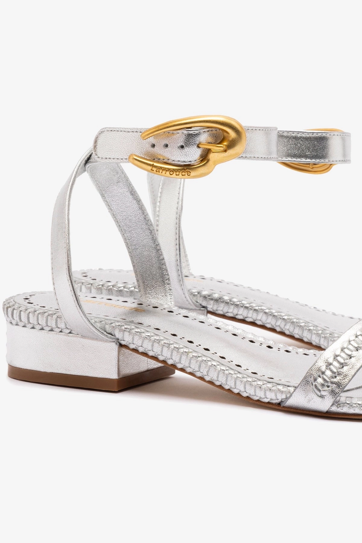 Elasticated Verona Flat Sandal In Silver Metallic Leather