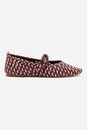 Verona Macrame Ballet Flat In Wine, Tulip and Burnt Umber Leather family event