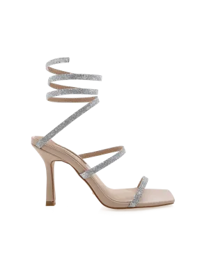SIMI - SILVER GLITTER-NUDE Block Heel Comfy Fit
