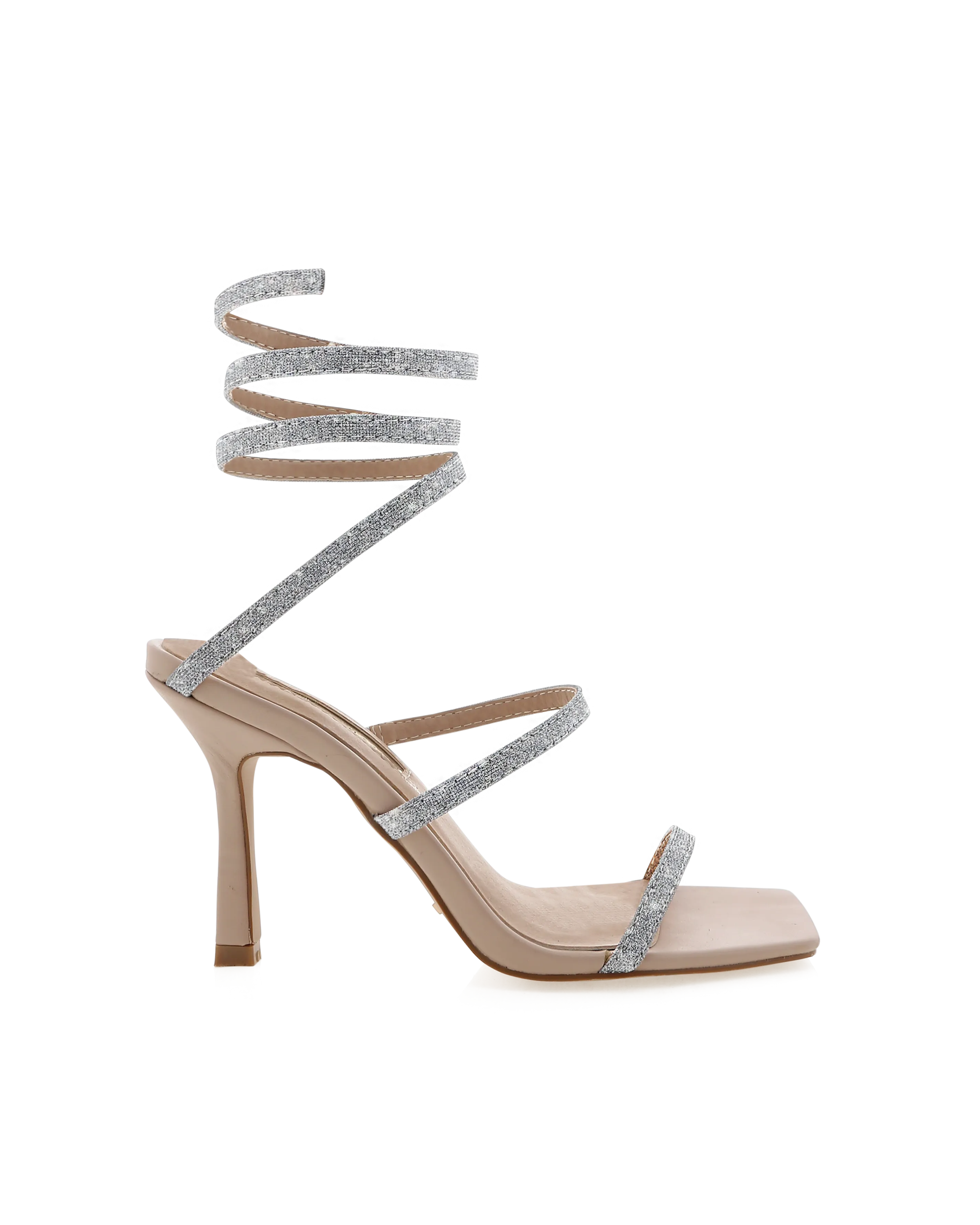 SIMI - SILVER GLITTER-NUDE Block Heel Comfy Fit