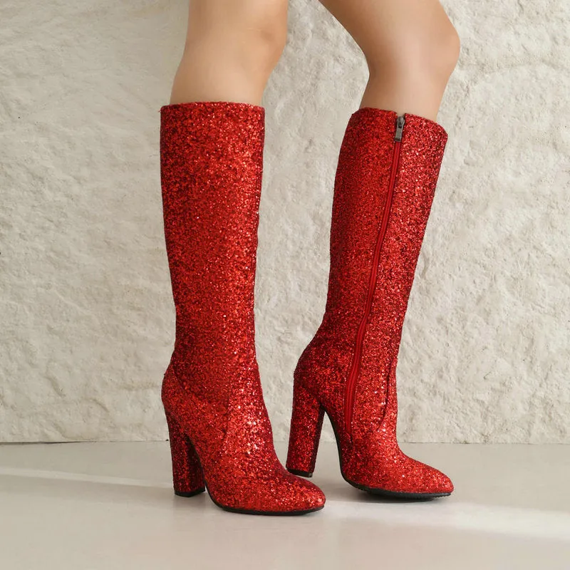 Vintage Sequins 1960’s fancy dress party go-go boots knee high