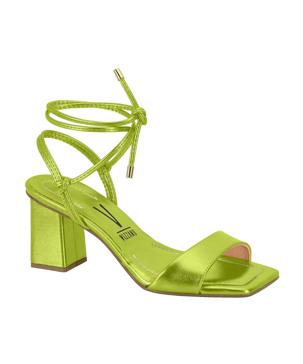 VIZZANO STRAPPY BLOCK HEEL SANDAL WITH TIE ANKLE
