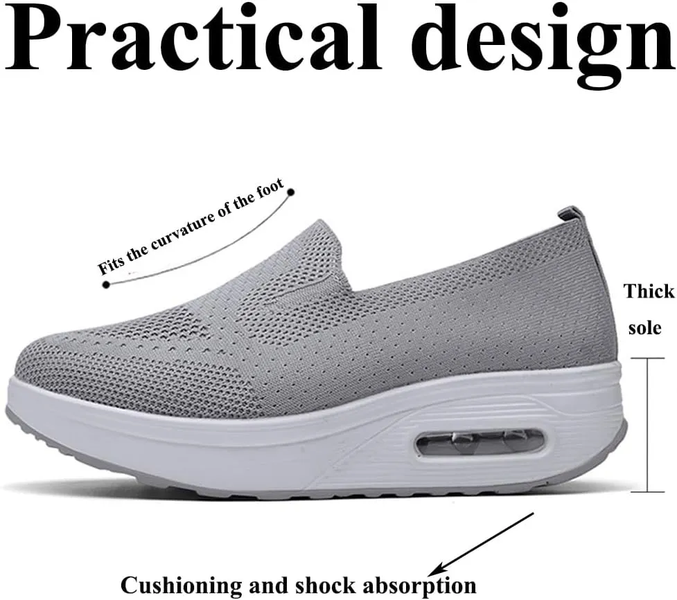 Vogany Orthopedic Sneakers Women, Breathable Cushion Hands Free Slip On Shoes, Walking Athletic Training Sneakers