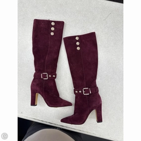 Boots Knee Heels By White House Black Market In Maroon, Size: 6 Mud Defense Low Profile Silhouette