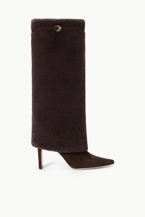 WALLY FOLDOVER HIGH HEEL BOOT | ESPRESSO SHEARLING Beach Fun Classic Chic