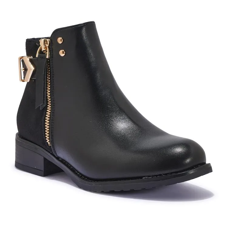 WCHAT8 – GOLD DETAILED CHELSEA BOOTS WITH FAUX SUEDE PANEL