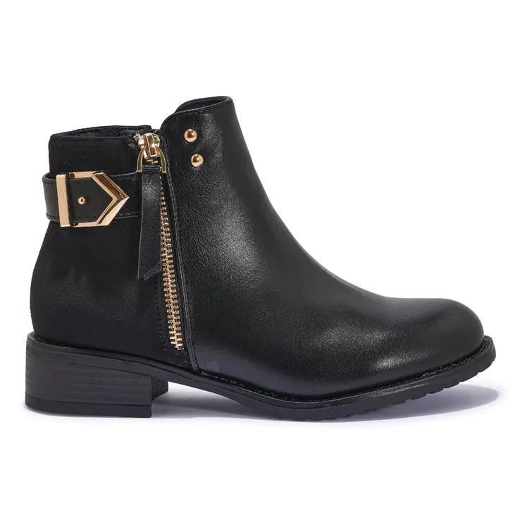 WCHAT8 – GOLD DETAILED CHELSEA BOOTS WITH FAUX SUEDE PANEL