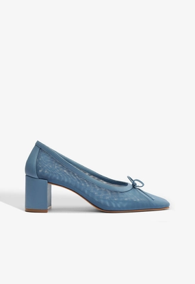 Padded collar Stretchable Arissa Block Mesh Fabric Pump