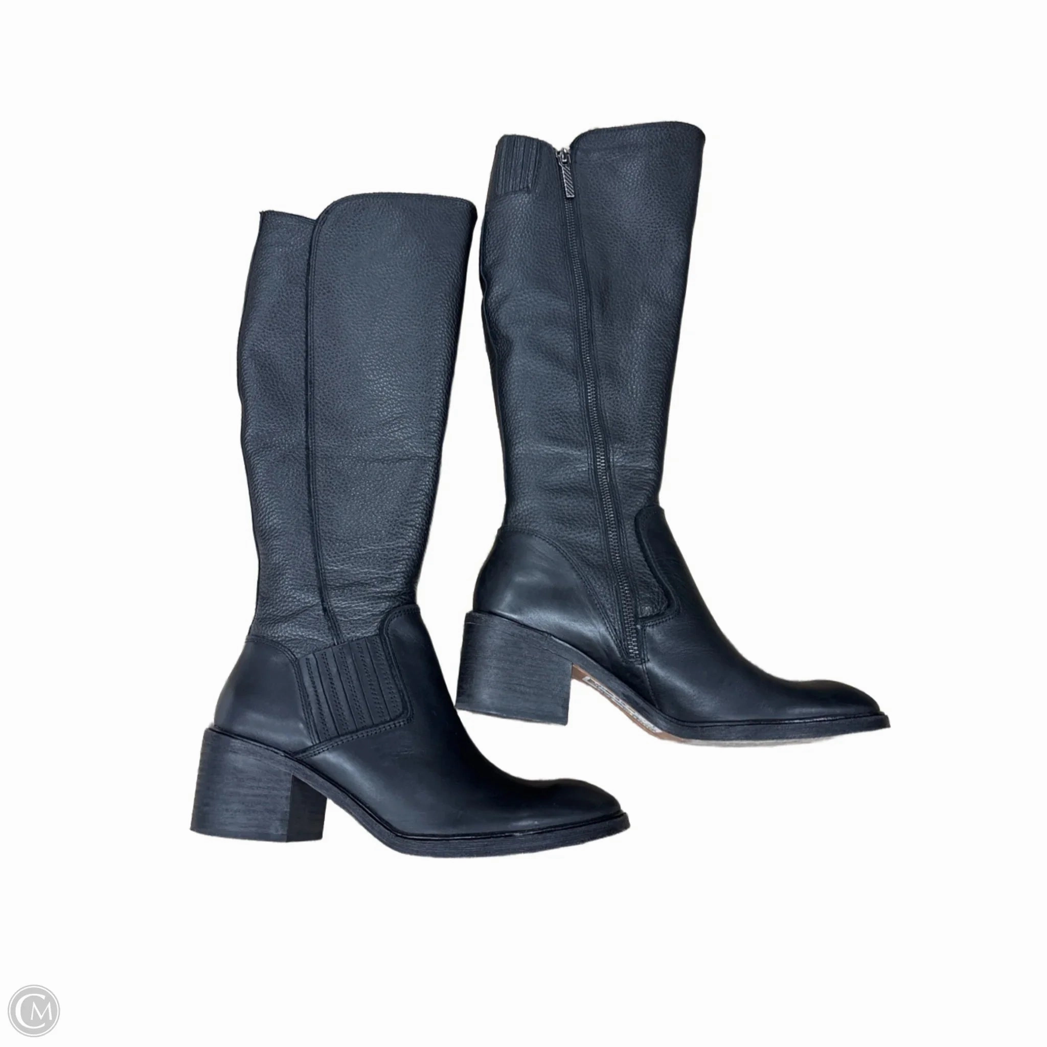 Boots Knee Heels By Donald Pliner In Black, Size: 7.5 Brave Path