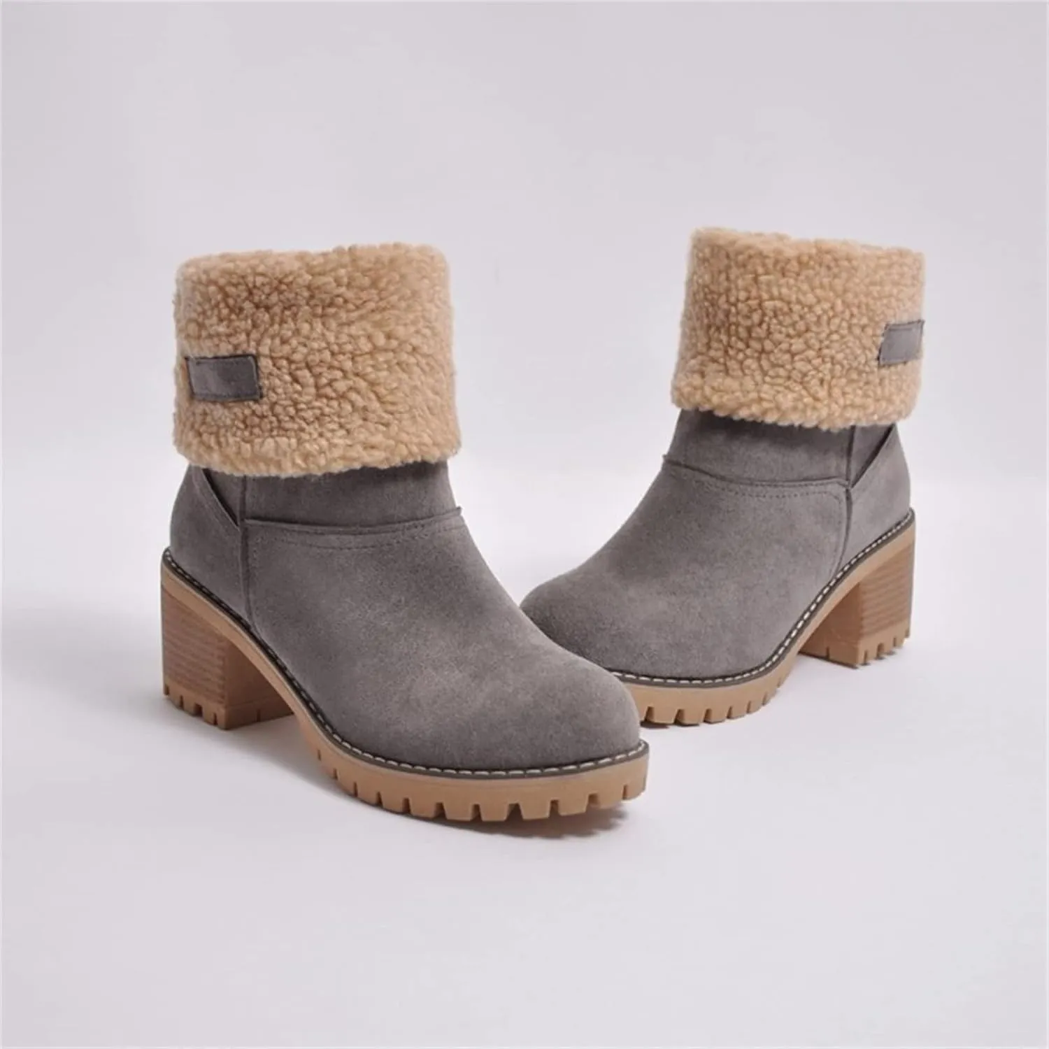 Winter Boots For Women 2024 Snow Boots Mid Calf Anti-slip Outdoor Comfortable Warm Fur Lined Slip On Short Booties