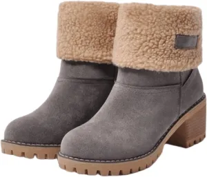 Winter Boots For Women 2024 Snow Boots Mid Calf Anti-slip Outdoor Comfortable Warm Fur Lined Slip On Short Booties
