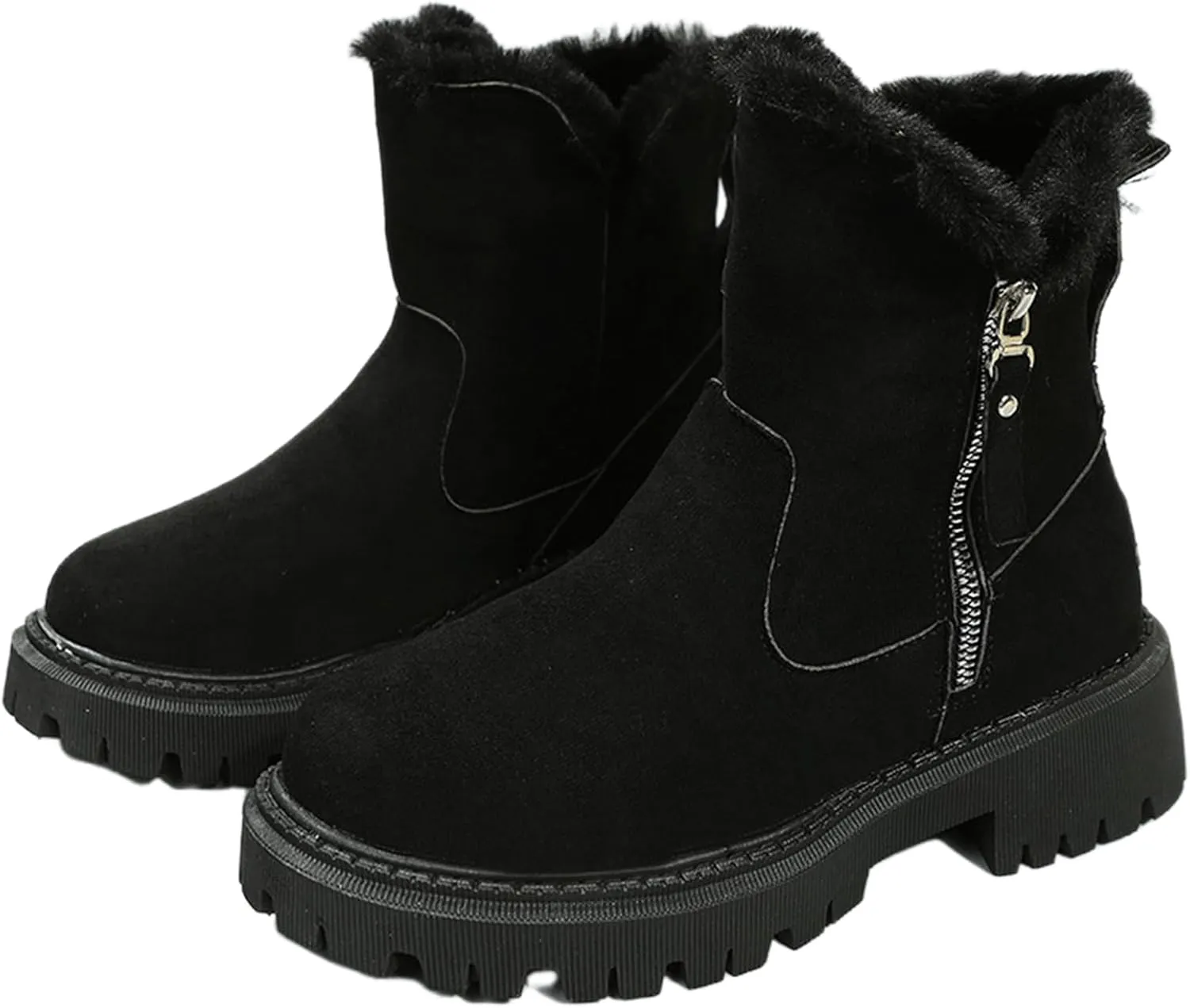 Winter Dress Boots For Women 2024 Snow Warm Ankle Booties Comfortable Slip On Outdoor Fur Lined Walking Loafers Shoes
