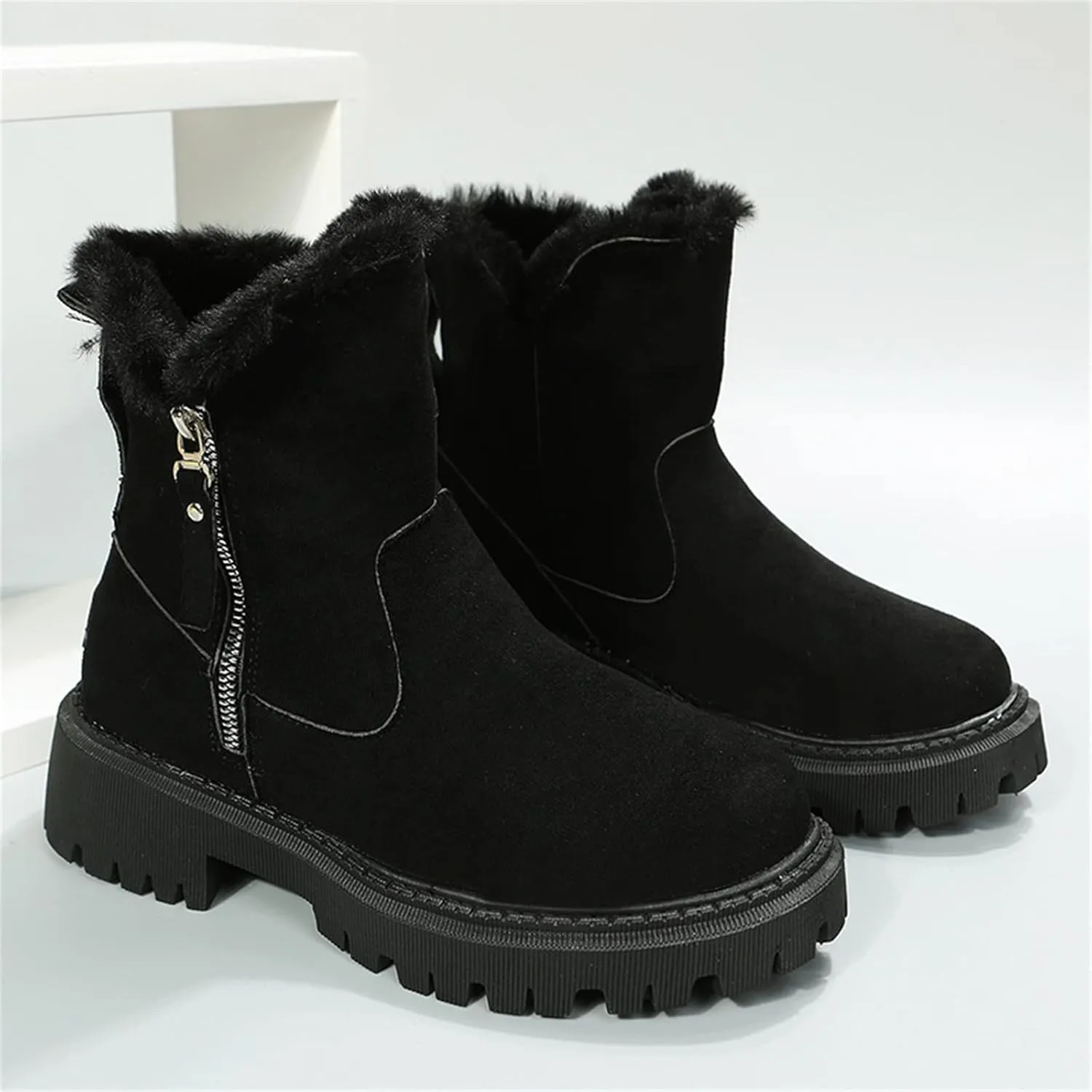 Winter Dress Boots For Women 2024 Snow Warm Ankle Booties Comfortable Slip On Outdoor Fur Lined Walking Loafers Shoes