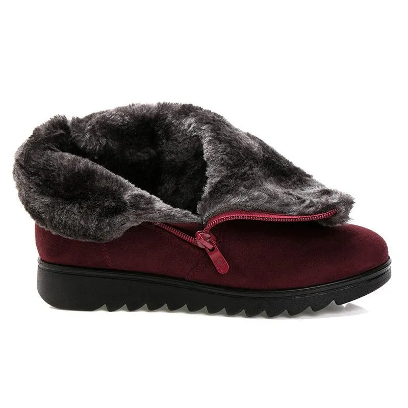 Winter Fur Ankle Boots for Women 3 Colors Non-slip Winter Warm Shoes