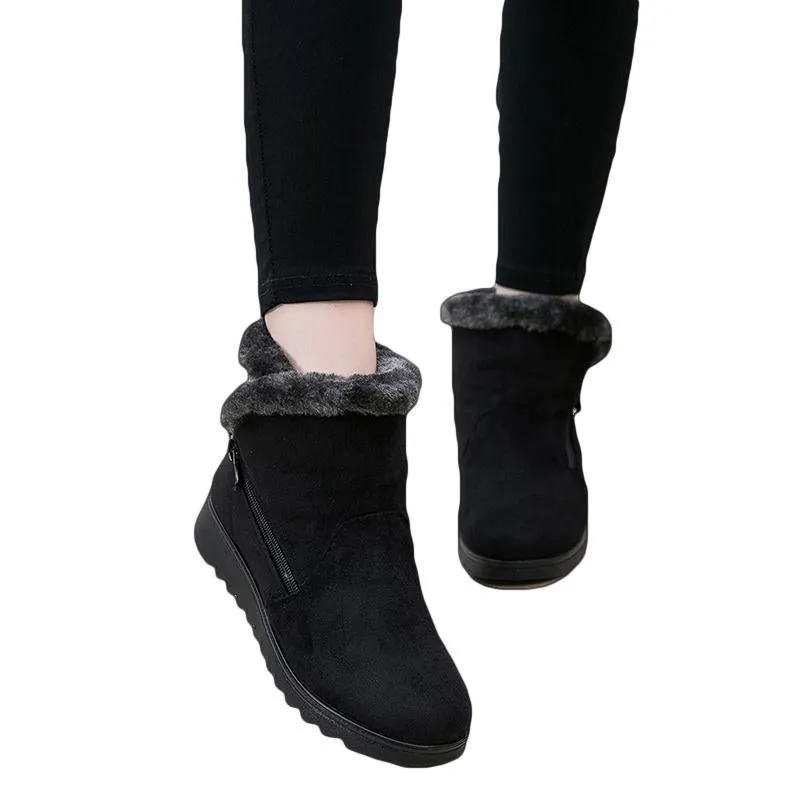 Winter Fur Ankle Boots for Women 3 Colors Non-slip Winter Warm Shoes
