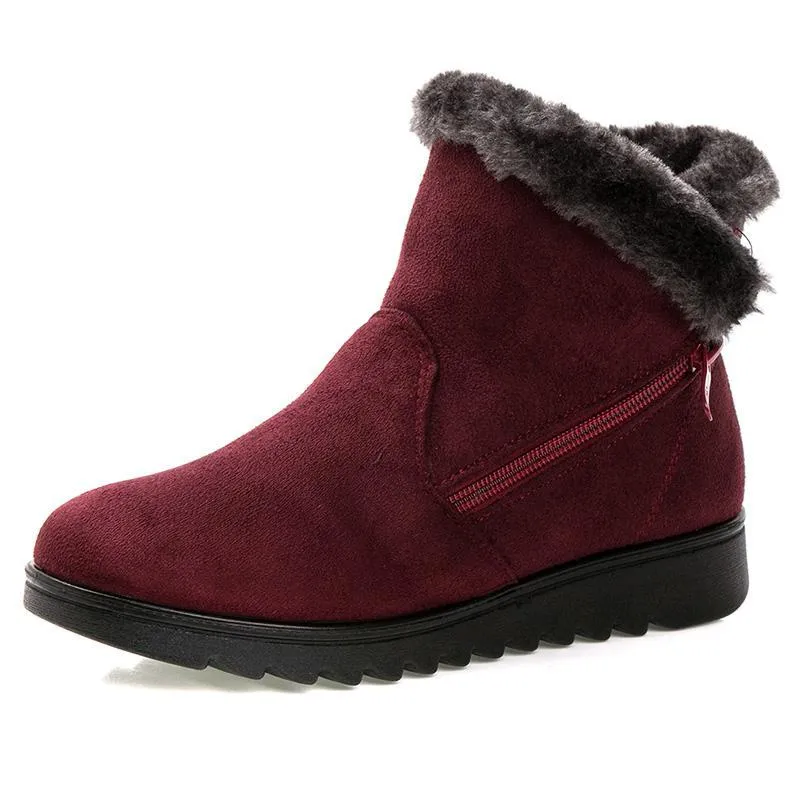 Winter Fur Ankle Boots for Women 3 Colors Non-slip Winter Warm Shoes