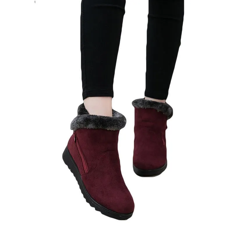 Winter Fur Ankle Boots for Women 3 Colors Non-slip Winter Warm Shoes