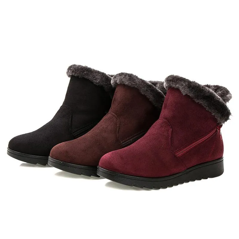 Winter Fur Ankle Boots for Women 3 Colors Non-slip Winter Warm Shoes