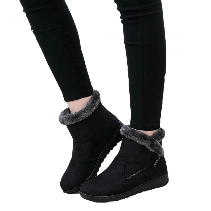 Winter Fur Ankle Boots for Women 3 Colors Non-slip Winter Warm Shoes