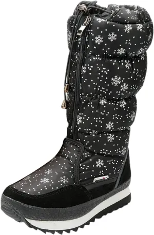 Winter Snow Boots for Women: Black Warm Fur Lined Slip on Ankle Boots Comfortable Waterproof Outdoor Shoes Thickening Warm