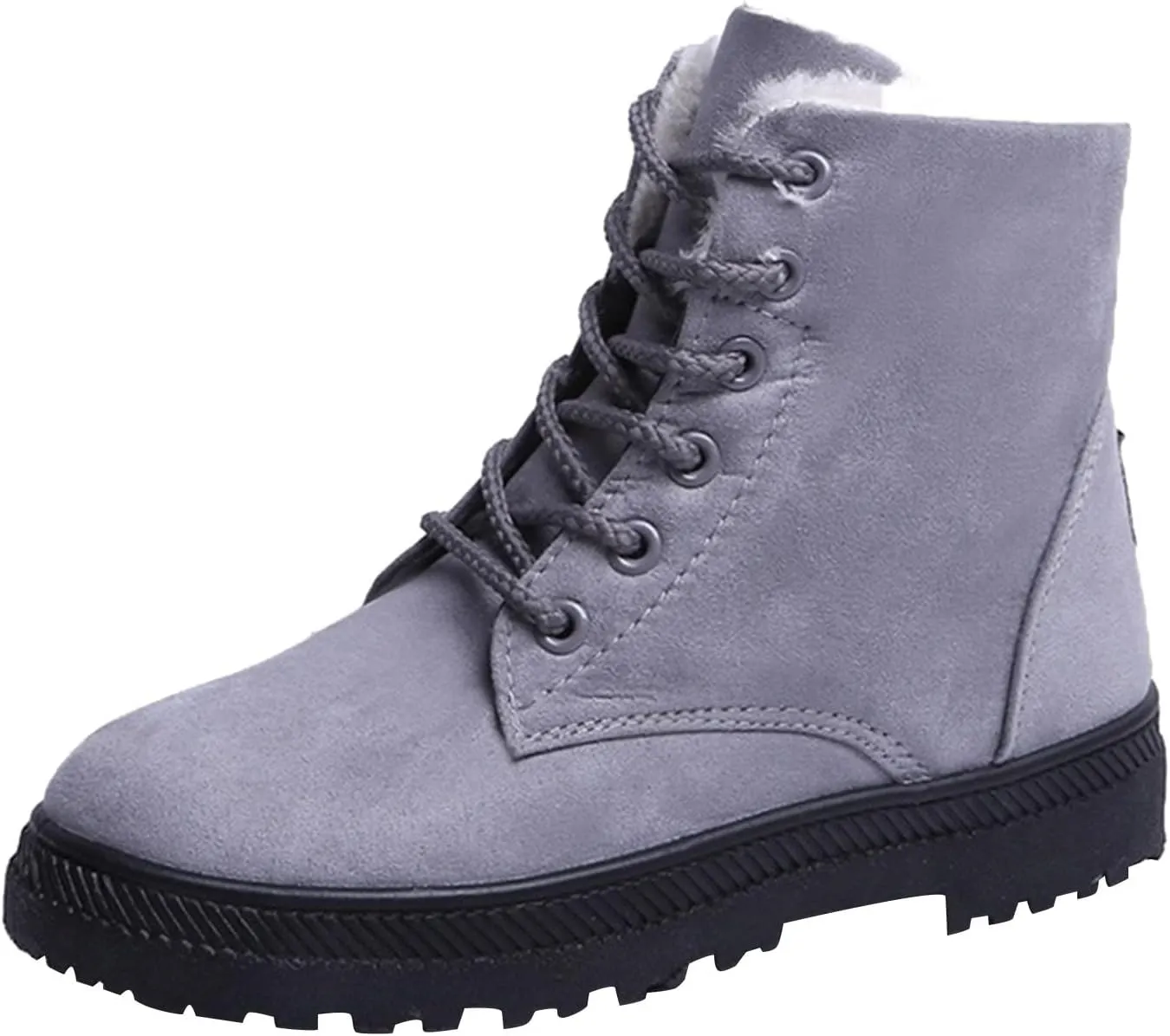 Winter Snow Boots for Women Warm Fur Lined Ankle Booties Lace Up Slip on Outdoor Walking Womens Boots