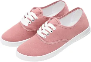 Women Canvas Sneakers Cute Walking Shoes Classic Canvas Shoes Comfort Lace Up Tennis Shoes Lightweight Textile Flats Shoes Foam Flat Shoes Biscuit Shoes