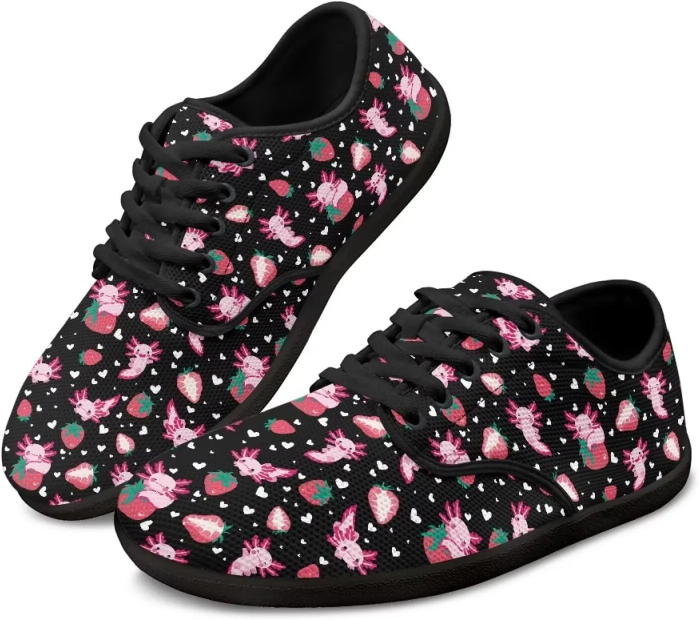 Women Comfortable Lace-Up Barefoot Shoes Lightweight Non Slip Sneakers Wide Toe Slip On Skate Shoe US Size 6-13.5 Black Sole
