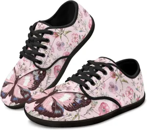 Women Comfortable Lace-Up Barefoot Shoes Lightweight Non Slip Sneakers Wide Toe Slip On Skate Shoe US Size 6-13.5 Black Sole