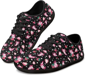 Women Comfortable Lace-Up Barefoot Shoes Lightweight Non Slip Sneakers Wide Toe Slip On Skate Shoe US Size 6-13.5 Black Sole