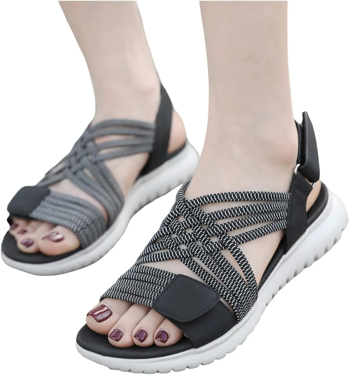 Women Comfortable Walking Sandals with Adjustable Strap Non Slip Sports Summer Beach Outdoor Flat Sandals