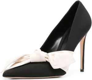 Women Elegant Bow Knot Pointed Toe Pumps Stiletto High Heel Slip on Wedding Prom Dress Formal Shoes Size 4-16 US