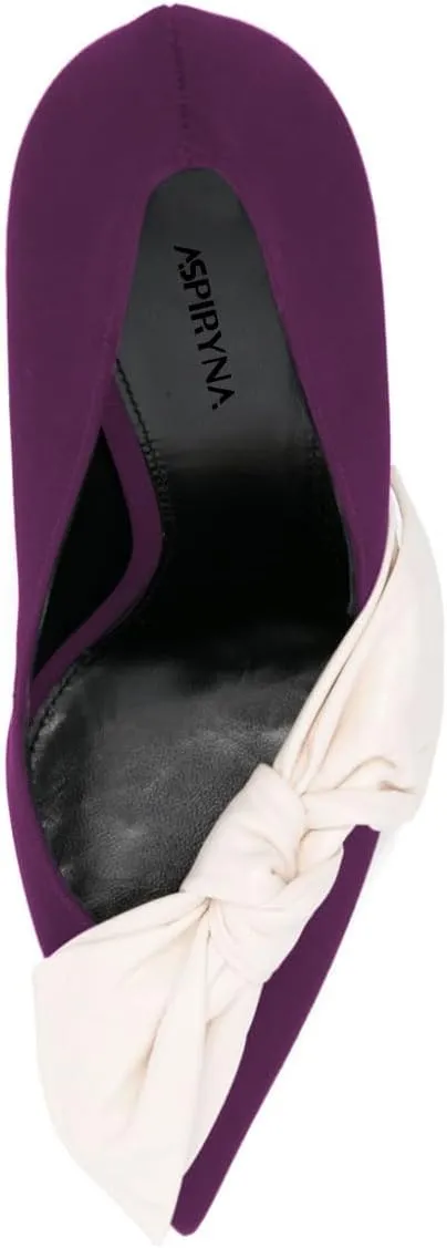 Women Elegant Bow Knot Pointed Toe Pumps Stiletto High Heel Slip on Wedding Prom Dress Formal Shoes Size 4-16 US