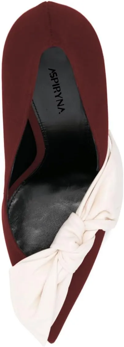 Women Elegant Bow Knot Pointed Toe Pumps Stiletto High Heel Slip on Wedding Prom Dress Formal Shoes Size 4-16 US