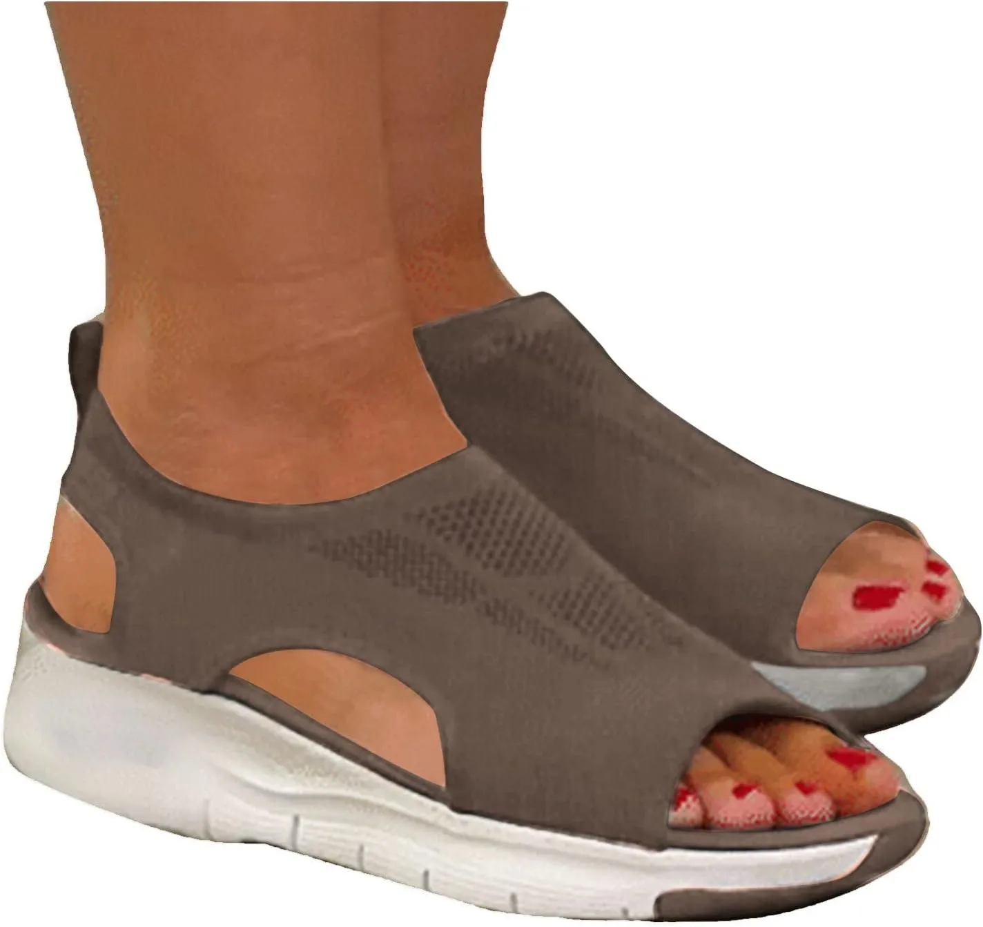 Women Orthopedic Walking Sandals Breathable Mesh Wedge Heels Dressy Summer Shoes Arch Support Adjustable Straps Casual Open Toe Flip Flops