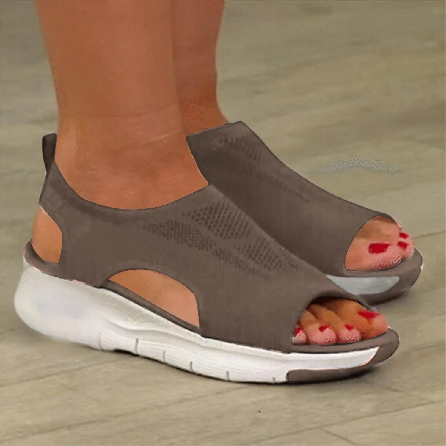 Women Orthopedic Walking Sandals Breathable Mesh Wedge Heels Dressy Summer Shoes Arch Support Adjustable Straps Casual Open Toe Flip Flops