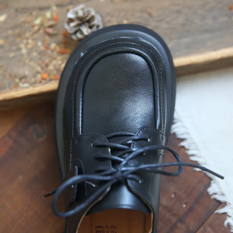 Women Retro Leather Solid Casual JK Shoes
