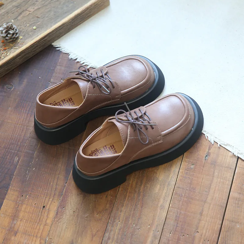 Women Retro Leather Solid Casual JK Shoes