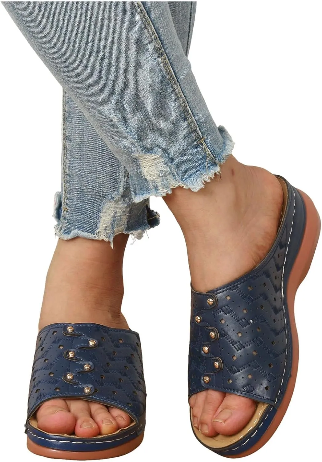 Women Shoes Wedge Heel Sandals Fashionable One Foot Wear Can Correct Arch Sandals for Athletic Sandals with Heel Strap
