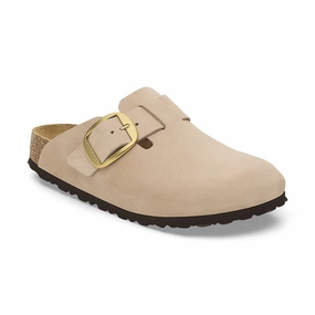 Water Resistant Sandals Fashion Comfort Slides Women's Boston Big Buckle Narrow Sandcastle Nubuck