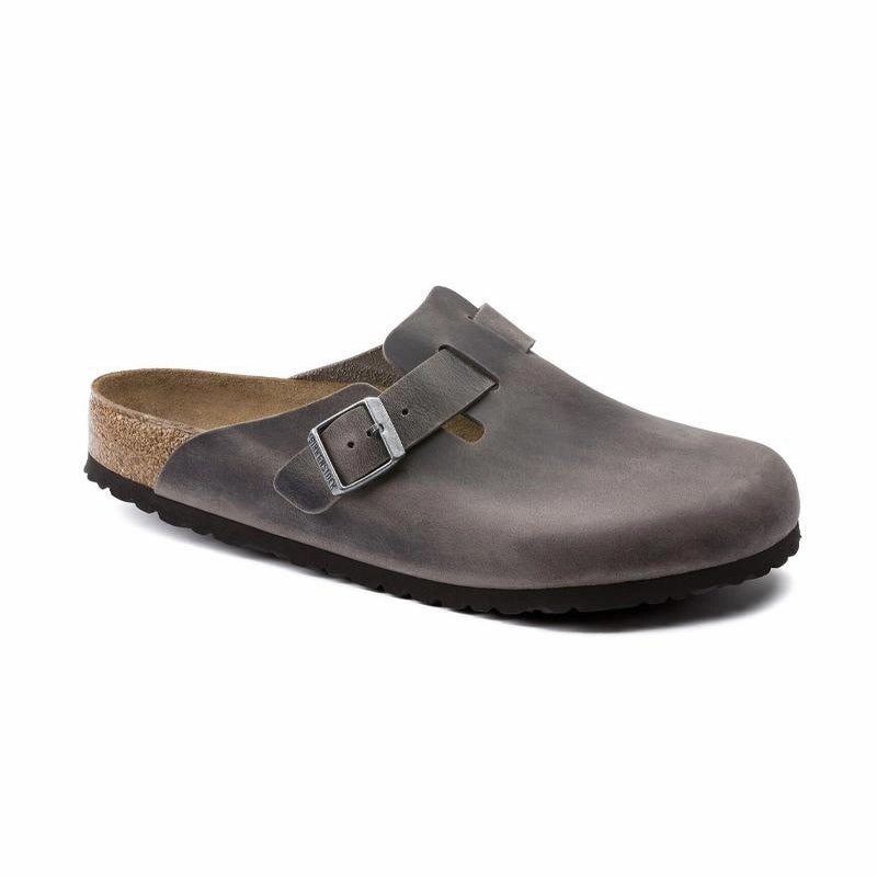 Shock Absorbing Fashion Fit Slides Women's Boston Soft Footbed (NARROW) Iron Oiled Leather