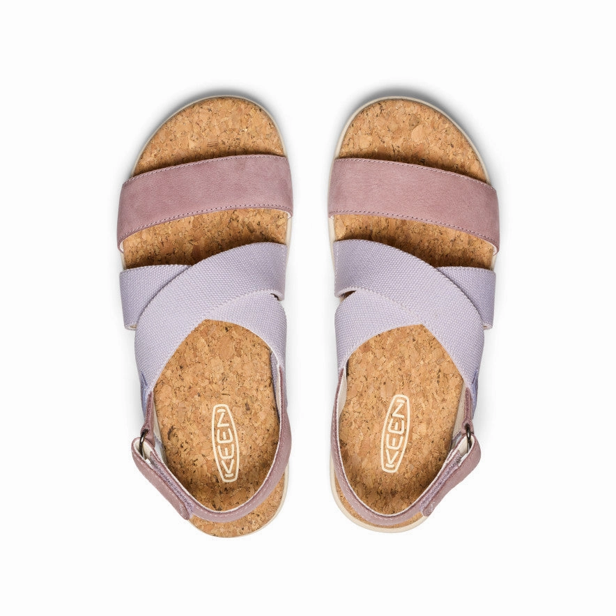 Sleek Flip-flops Wide Fit Baseplate Women's Elle Criss Cross Sandal  |  Thistle/Toadstool