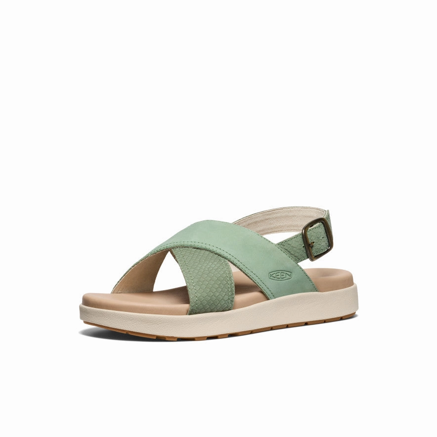 Durable Travel Footwear Stylish Beach Footwear Women's Elle Luxe Cross Strap Sandal  |  Granite Green/Granite Green