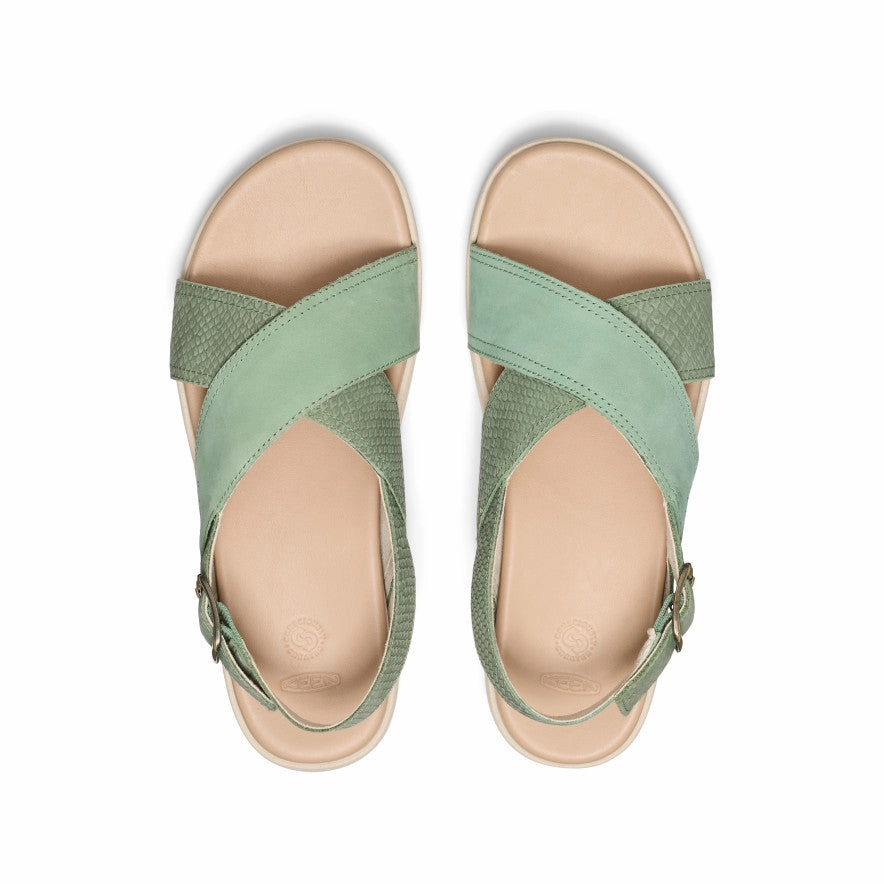 Gentle Walk Non-Slip Shoes Women's Elle Luxe Cross Strap Sandal  |  Granite Green/Granite Green