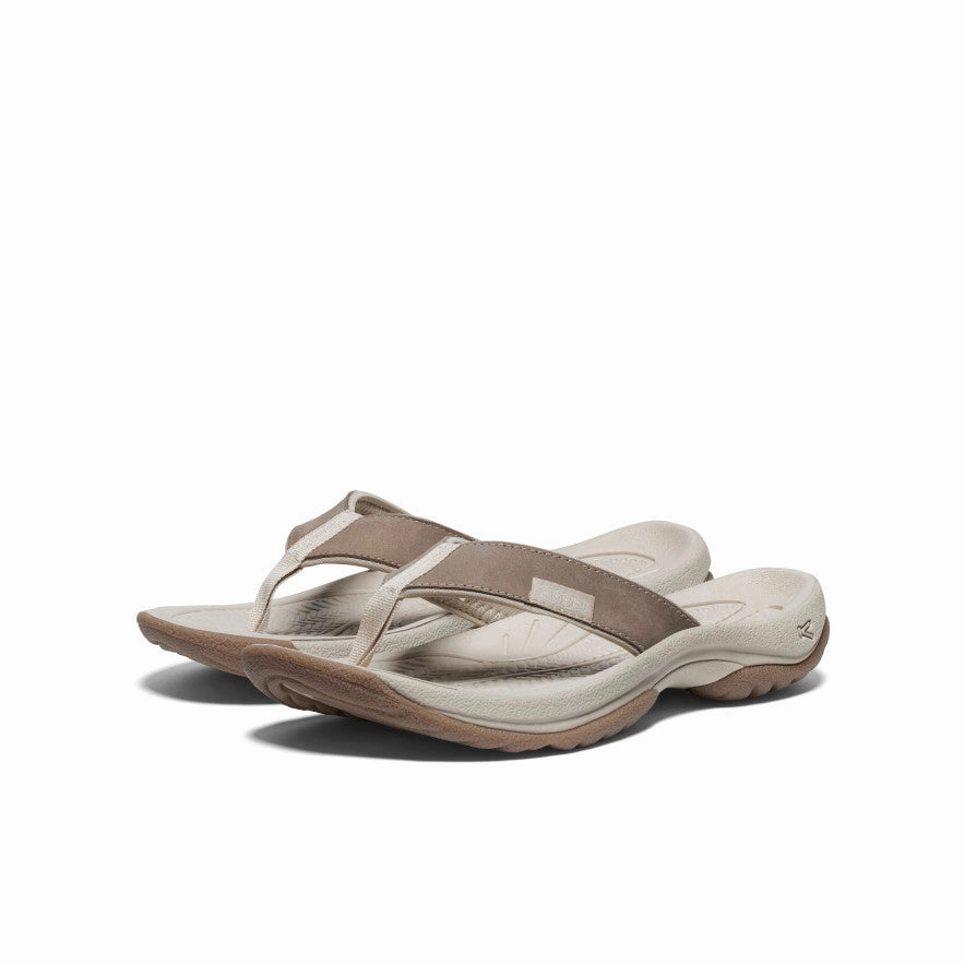 Women's Kona Leather Flip-Flop  |  Brindle/Silver Birch Silver Glow Comfy Wear