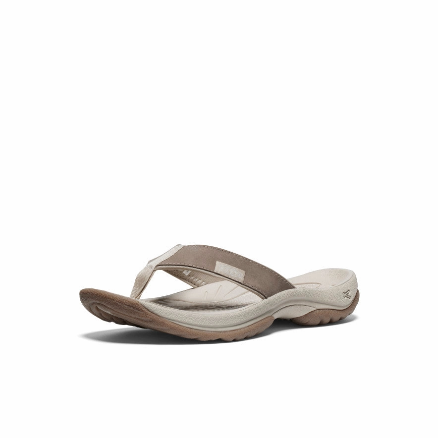 Bacteria Inhibiting Liner Sunshine Walk Women's Kona Leather Flip-Flop  |  Brindle/Silver Birch